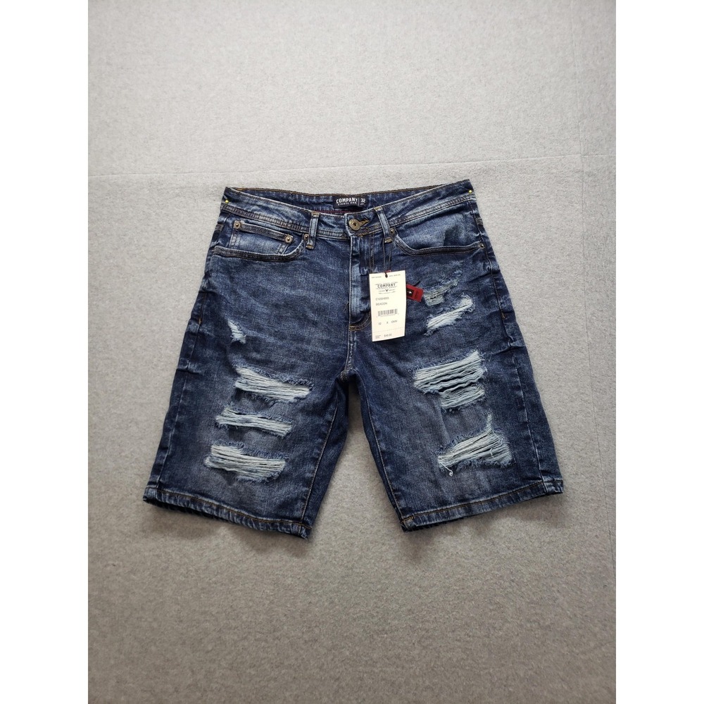 Company Eighty One Shorts Mens 32 Blue Beacon Distressed Denim Ripped Stretch